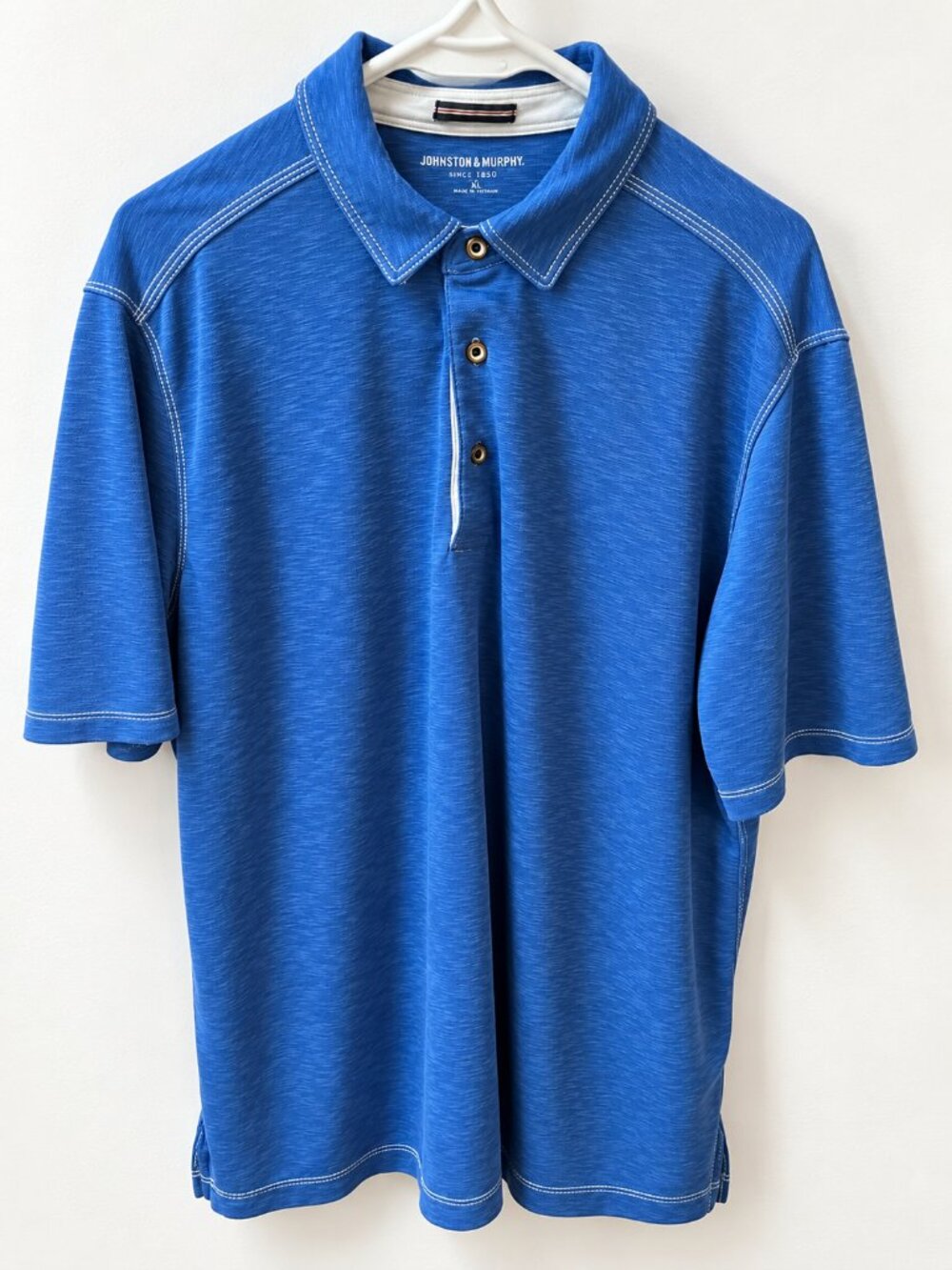Johnston & Murphy Men's XL Royal Blue Heathered Golf Polo Shirt Short Sleeve